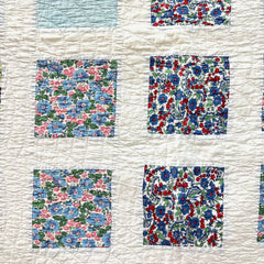 Vintage 1930s-40s Grid Flour Sack Patchwork Quilt