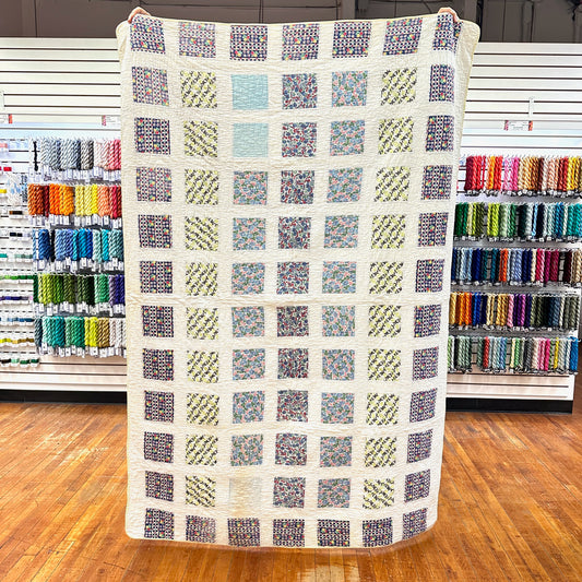 Vintage 1930s-40s Grid Flour Sack Patchwork Quilt