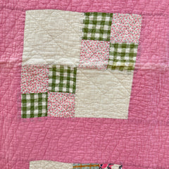 Vintage 1930s Pink Four Patch Variation Patchwork Quilt