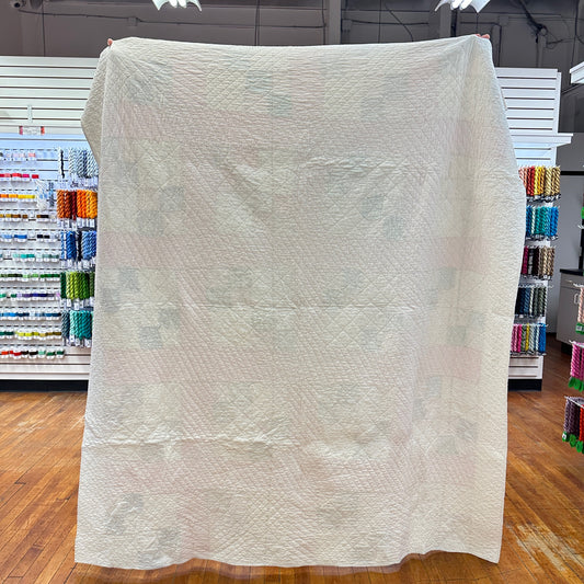 Vintage 1930s Pink Four Patch Variation Patchwork Quilt