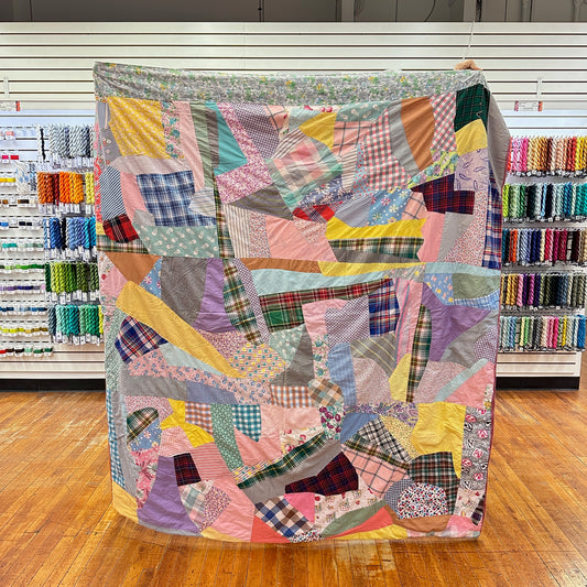 Vintage 1940s-50s Crazy Quilt with Brocade Back