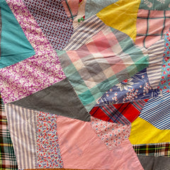 Vintage 1940s-50s Crazy Quilt with Brocade Back