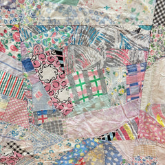 Vintage 1940s-60s Pastel Tied Crazy Quilt