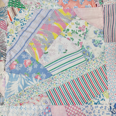 Vintage 1940s-60s Pastel Tied Crazy Quilt