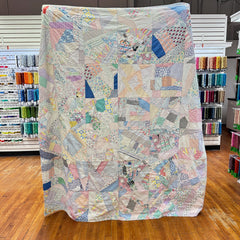 Vintage 1940s-60s Pastel Tied Crazy Quilt