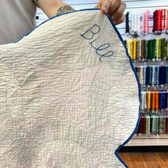 Vintage 1940s Bill's Double Wedding Ring Patchwork Quilt