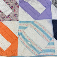 Vintage 1940s Diagonal Link Patchwork Quilt