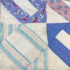 Vintage 1940s Diagonal Link Patchwork Quilt