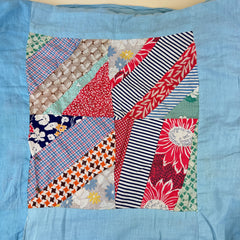 Vintage 1940s Diagonal Stripe Block Patchwork Quilt Top