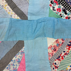 Vintage 1940s Diagonal Stripe Block Patchwork Quilt Top