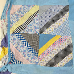 Vintage 1940s Diagonal Stripe Block Patchwork Quilt Top