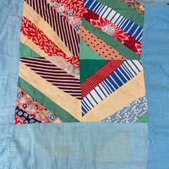 Vintage 1940s Diagonal Stripe Block Patchwork Quilt Top