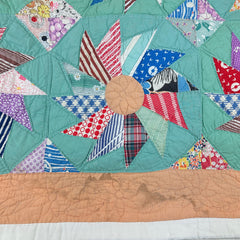 Vintage 1940s Star Flower Patchwork Quilt