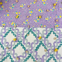 Vintage 1950s Large Block Patchwork Quilt with Rose Stripe Backing