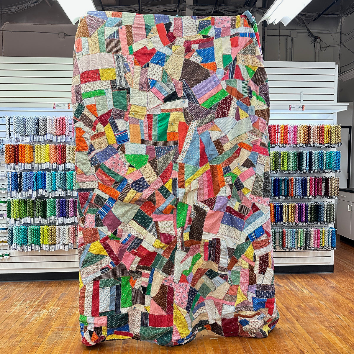 Vintage 1970s Prairie Floral Crazy Quilt