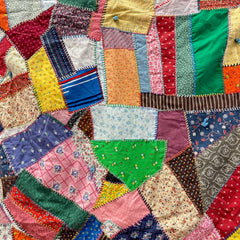 Vintage 1970s Prairie Floral Crazy Quilt