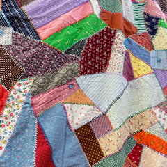 Vintage 1970s Prairie Floral Crazy Quilt