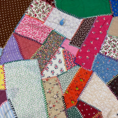 Vintage 1970s Prairie Floral Crazy Quilt