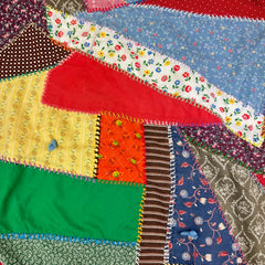 Vintage 1970s Prairie Floral Crazy Quilt