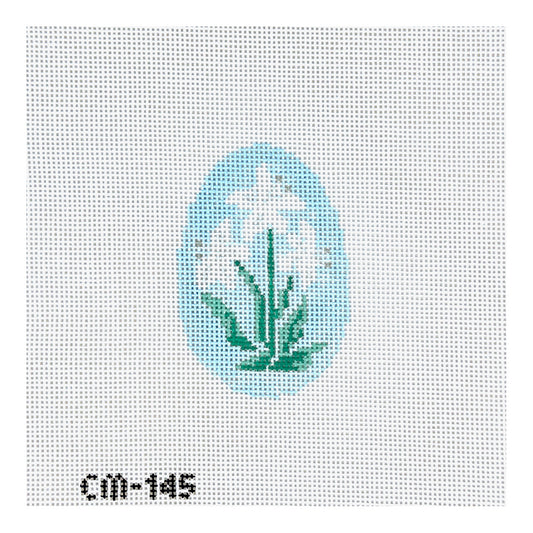 Walker's Needlepoint Camilla Moss White Lily Egg Needlepoint Canvas