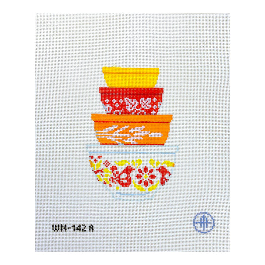 Wheelhaus Needlepoint Autumn Vintage Mixing Bowls Needlepoint Canvas