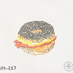 Wheelhaus Needlepoint Bacon Egg and Cheese on a Poppy Bagel Needlepoint Canvas