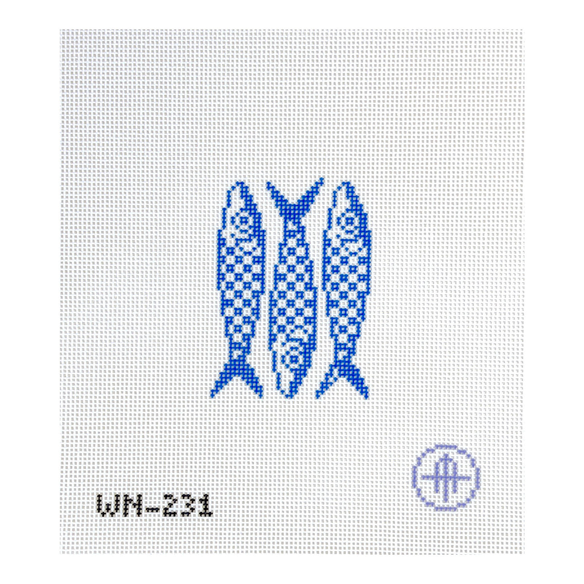 Wheelhaus Needlepoint Euro Summer Checkered Sardines Needlepoint Canvas