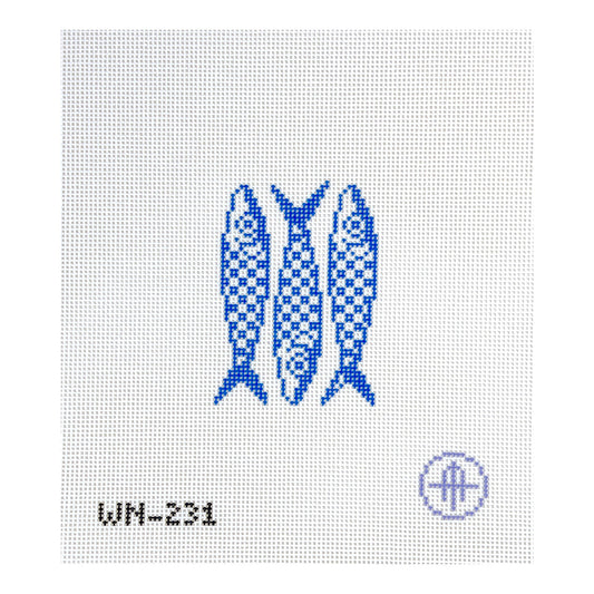 Wheelhaus Needlepoint Euro Summer Checkered Sardines Needlepoint Canvas