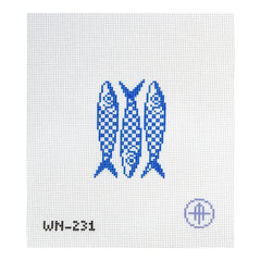Wheelhaus Needlepoint Euro Summer Checkered Sardines Needlepoint Canvas