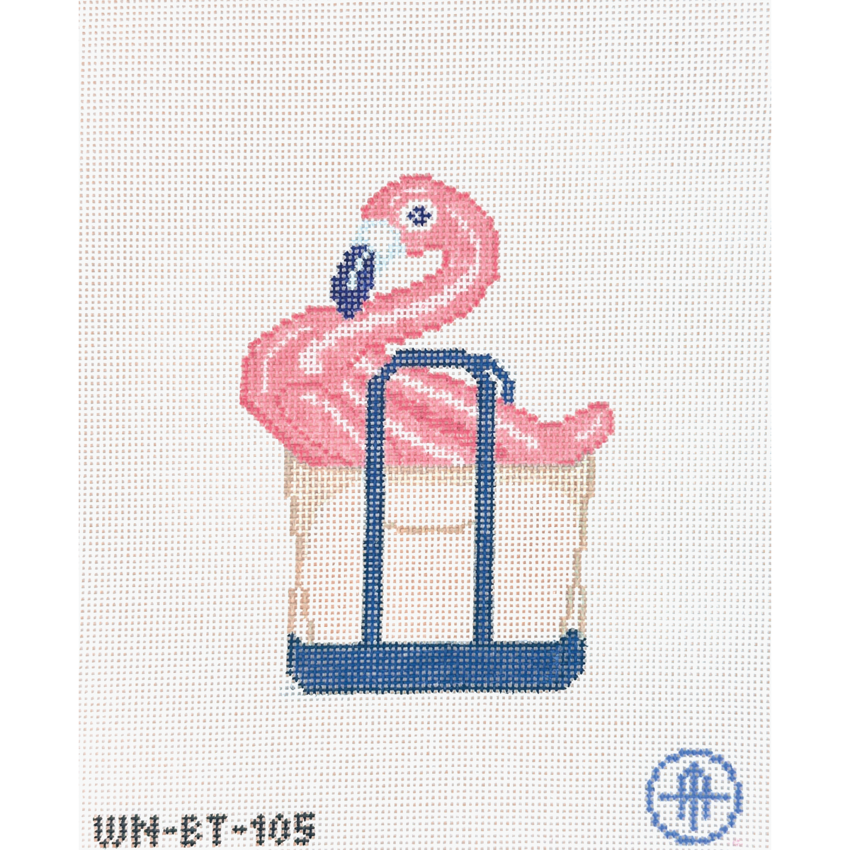 Wheelhaus Needlepoint Flamingo Boat Tote Needlepoint Canvas