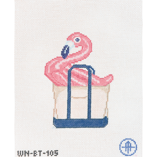 Wheelhaus Needlepoint Flamingo Boat Tote Needlepoint Canvas