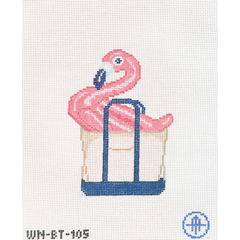 Wheelhaus Needlepoint Flamingo Boat Tote Needlepoint Canvas