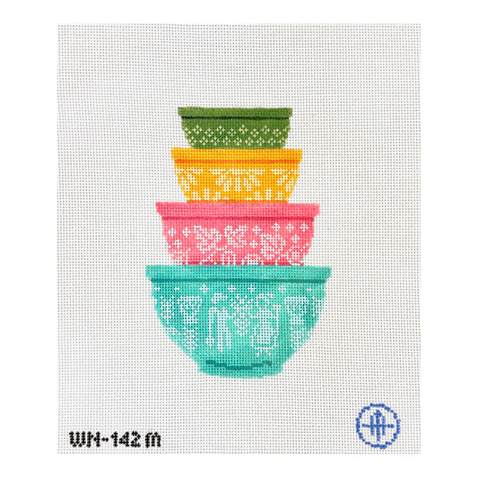 Wheelhaus Needlepoint Mini Multi Color Vintage Bowls Needlepoint Canvas