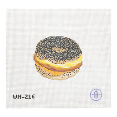 Wheelhaus Needlepoint Pork Roll (Taylor Ham) on a Poppy Bagel Needlepoint Canvas