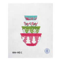 Wheelhaus Needlepoint Vintage Christmas Bowls Needlepoint Canvas