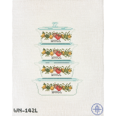 Wheelhaus Needlepoint Vintage Spice of Life Dishes Stack Needlepoint Canvas