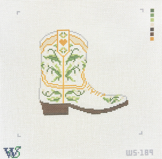 Wipstitch Bride Cowboy Boot Needlepoint Canvas