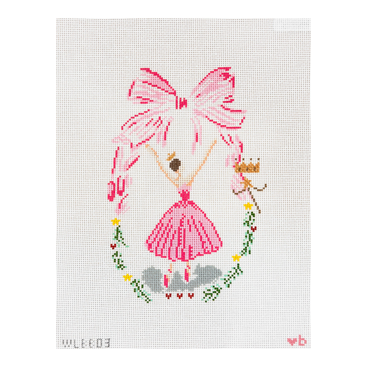 With Love By Bug Ballerina with Bow Needlepoint Canvas