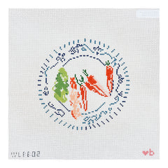 With Love By Bug Blue and White Veggie Plate Needlepoint Canvas