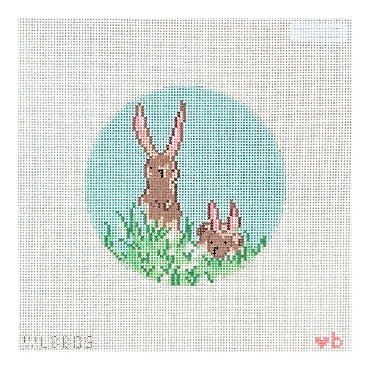 With Love By Bug Two Bunnies Needlepoint Canvas