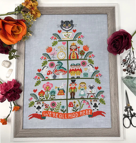 Tiny Modernist Alice Wonderland Tree Cross Stitch Pattern