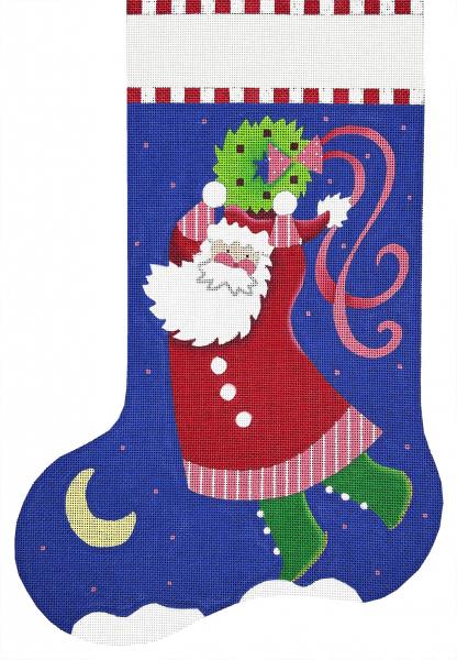 Melissa Shirley Designs Wreath Cutie Pie Santa Stocking Needlepoint Canvas