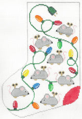 The Meredith Collection Windup Mice And Lights Stocking Midi Stocking Needlepoint Canvas