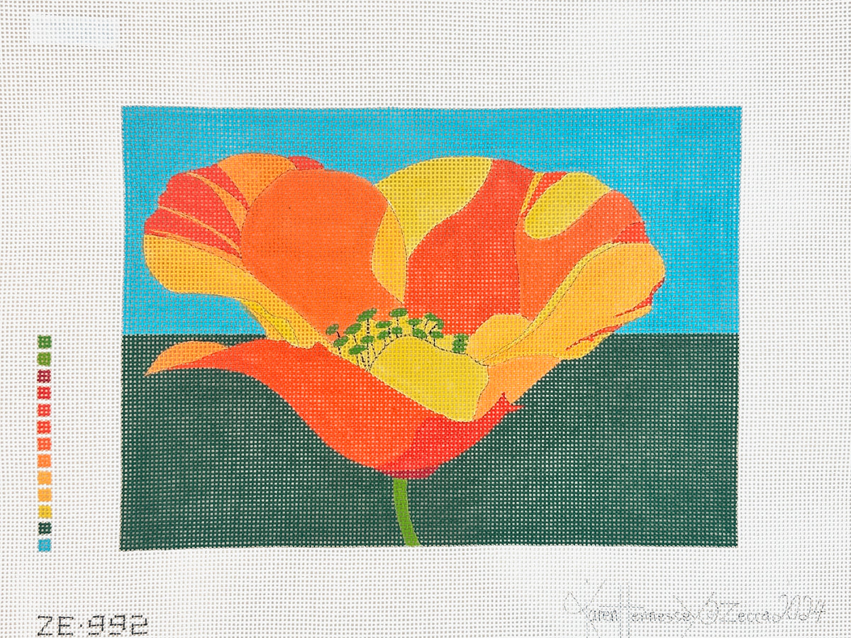 Zecca California Poppy Needlepoint Canvas