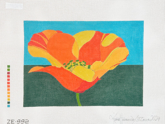 Zecca California Poppy Needlepoint Canvas