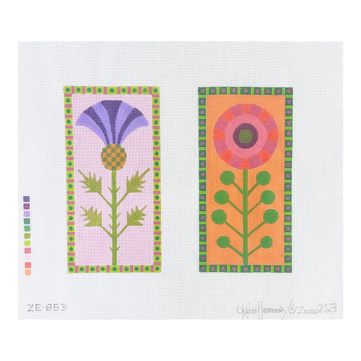 Zecca Flower Eyeglass Case Needlepoint Canvas - 18M
