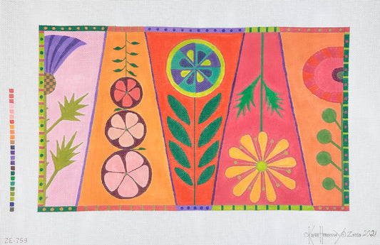 Zecca Flower Wedges Needlepoint Canvas