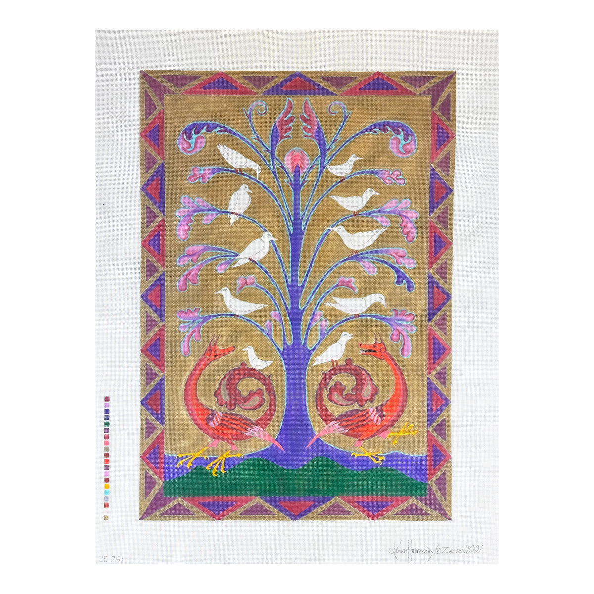 Zecca Karen Hennessey Peridexion Tree Needlepoint Canvas