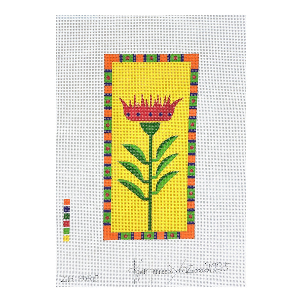 Zecca Karen Hennessey Red Tulip Needlepoint Canvas