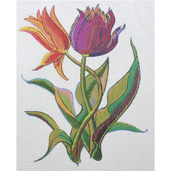 Zecca  Red and Purple Tulips Needlepoint Canvas